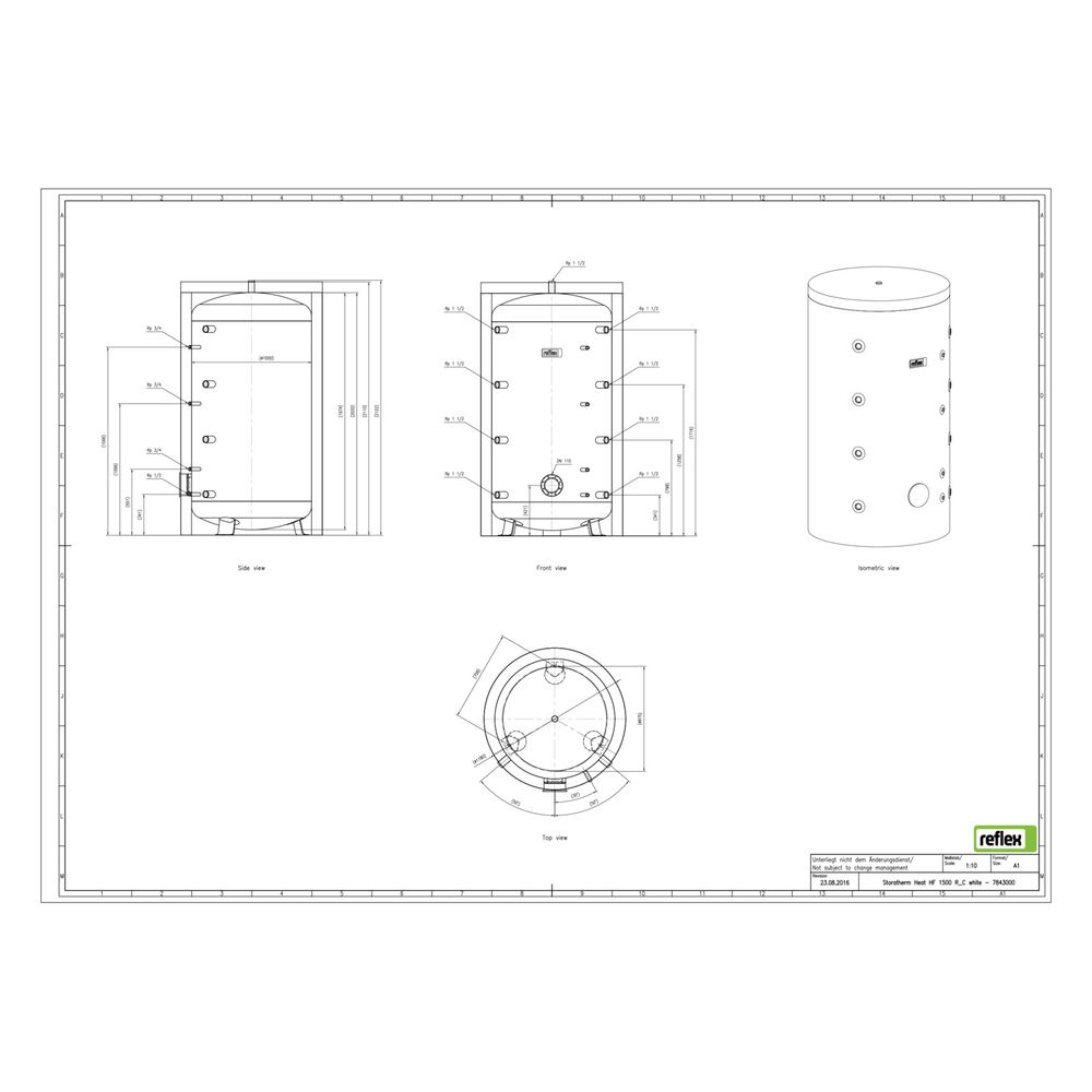 Reflex Storatherm Heat HF 1500/R_C Pufferspeicher, Nenninhalt 1412l, mit Folienmantel, ... REFLEX-7843000 4036705138027 (Abb. 2)