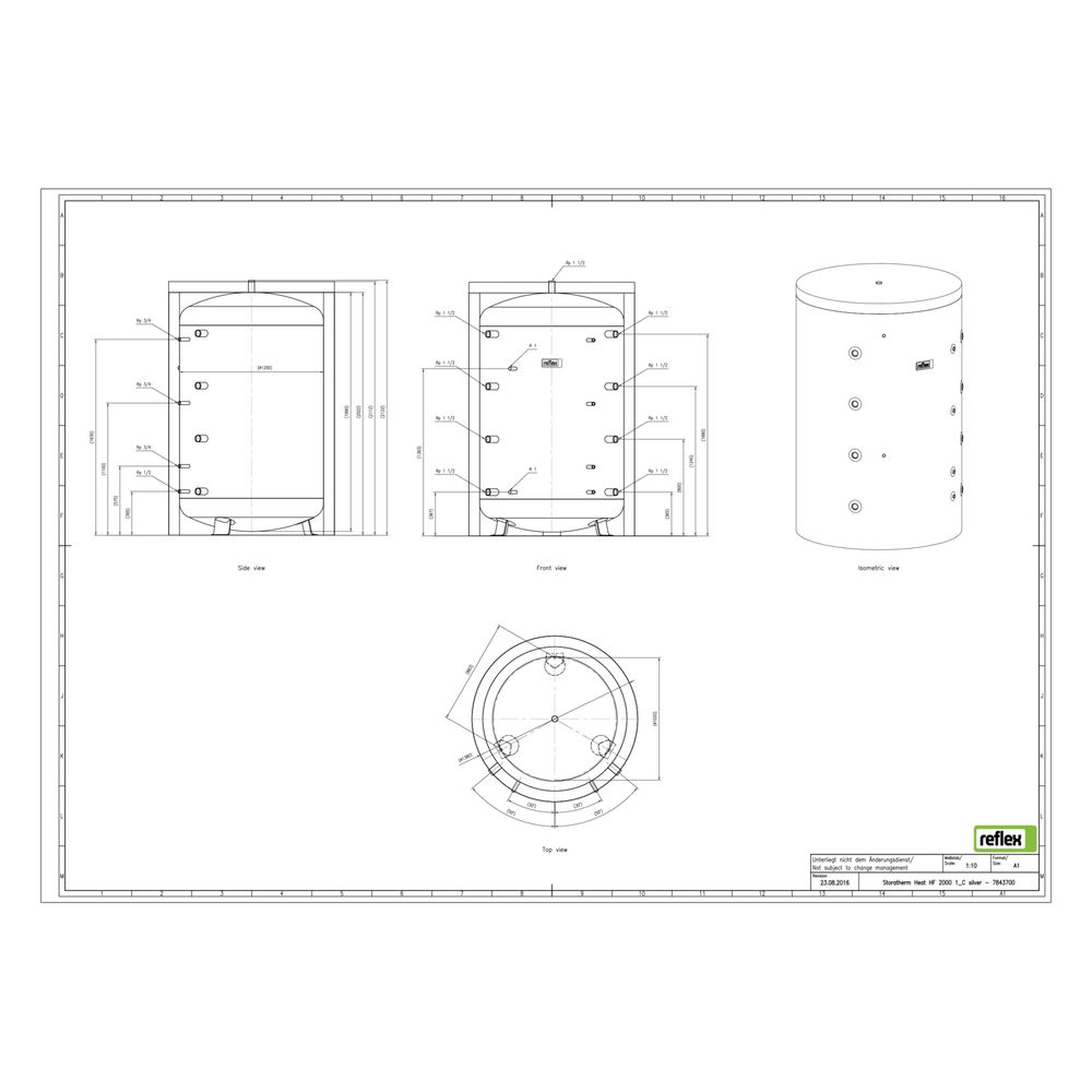 Reflex Storatherm Heat HF 2000/1_C Pufferspeicher, Nenninhalt 1984l, mit Folienmantel, ... REFLEX-7843700 4036705138256 (Abb. 2)