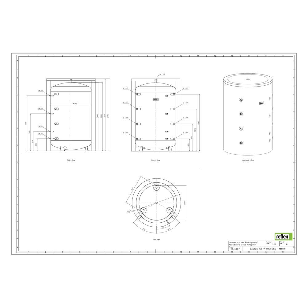 Reflex Storatherm Heat Pufferspeicher HF 2000_C, Nenninhalt 2036l, mit Folienmantel, 12... REFLEX-7839600 4036705146527 (Abb. 2)