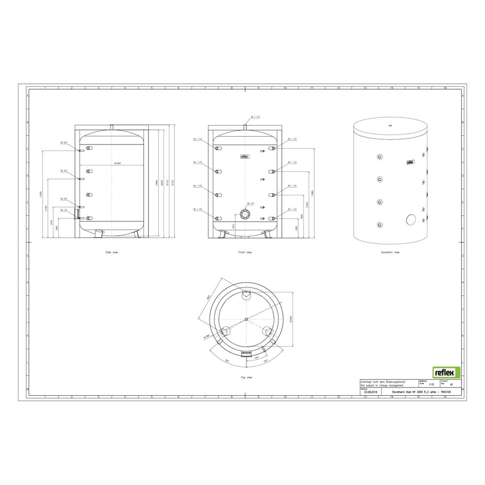 Reflex Storatherm Heat HF 2000/R_C Pufferspeicher, Nenninhalt 2032l, mit Folienmantel, ... REFLEX-7843100 4036705138225 (Abb. 2)