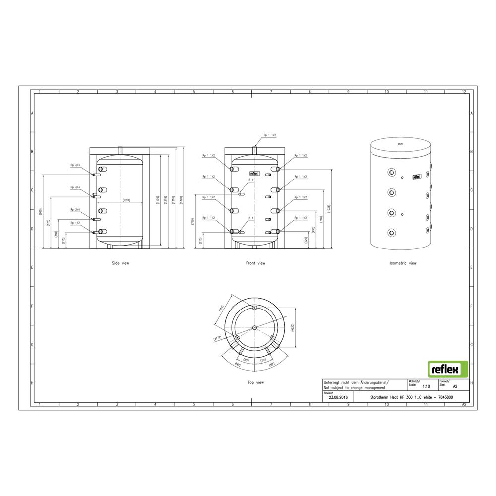 Reflex Storatherm Heat HF 300/1_C Pufferspeicher, Nenninhalt 291l, mit Folienmantel, 10... REFLEX-7843800 4036705138089 (Abb. 2)