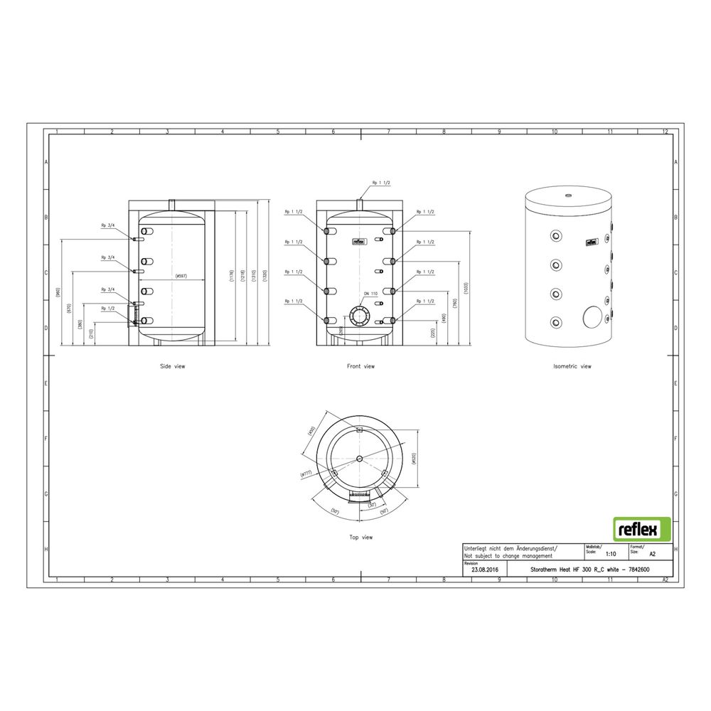 Reflex Storatherm Heat Pufferspeicher HF 300/R_C, Nenninhalt 302l, mit Folienmantel, 10... REFLEX-7842600 4036705137983 (Abb. 2)