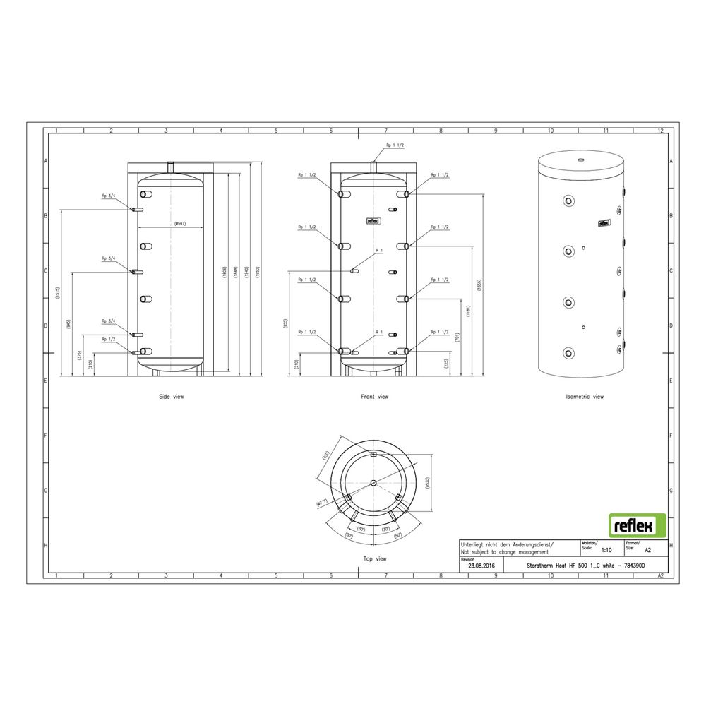 Reflex Storatherm Heat HF 500/1_C Pufferspeicher, Nenninhalt 461l, mit Folienmantel, 10... REFLEX-7843900 4036705138096 (Abb. 2)