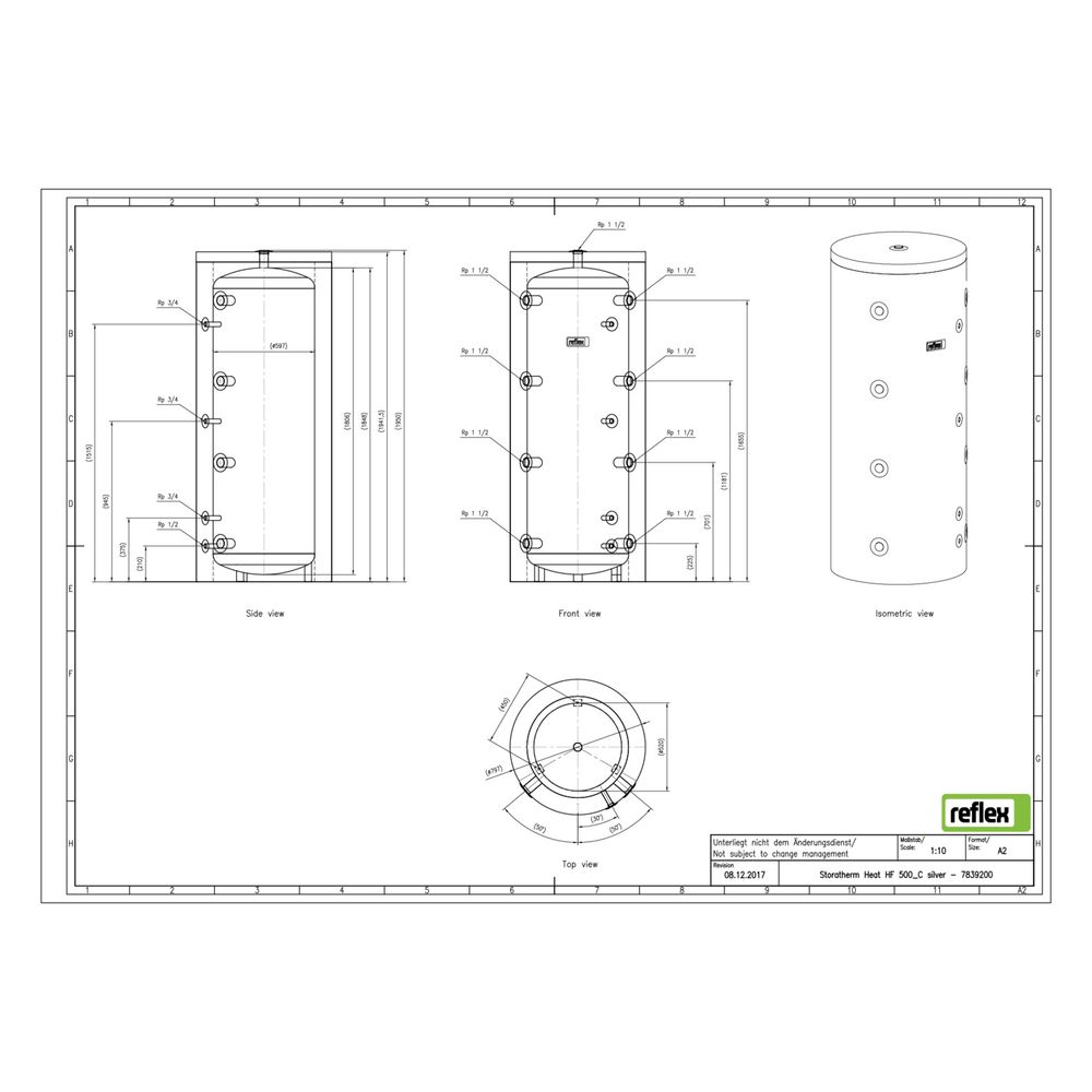 Reflex Storatherm Heat Pufferspeicher HF 500_C, Nenninhalt 476l, mit Folienmantel, 100m... REFLEX-7839200 4036705146480 (Abb. 2)
