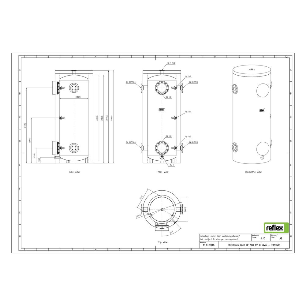 Reflex Storatherm Heat Pufferspeicher HF 500/R2_C, Nenninhalt 479l, mit Folienmantel, 1... REFLEX-7353500 4036705149542 (Abb. 3)