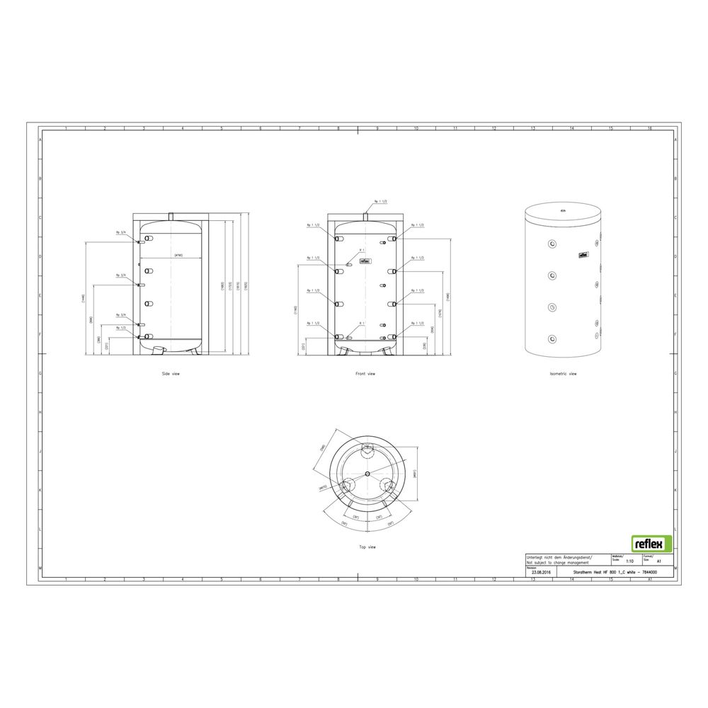 Reflex Storatherm Heat HF 800/1_C Pufferspeicher, Nenninhalt 749l, mit Folienmantel, 10... REFLEX-7844000 4036705138102 (Abb. 2)