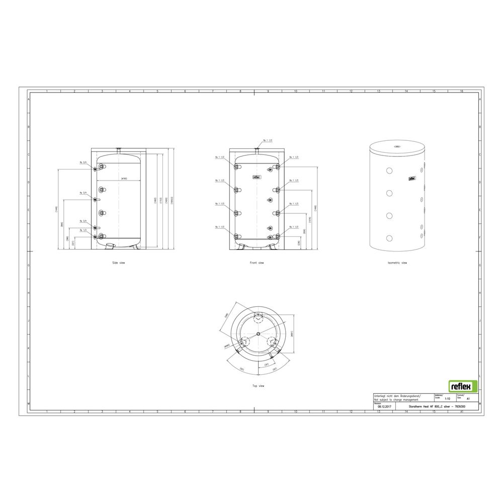 Reflex Storatherm Heat Pufferspeicher HF 800_C, Nenninhalt 780l, mit Folienmantel, 100m... REFLEX-7839300 4036705146497 (Abb. 2)