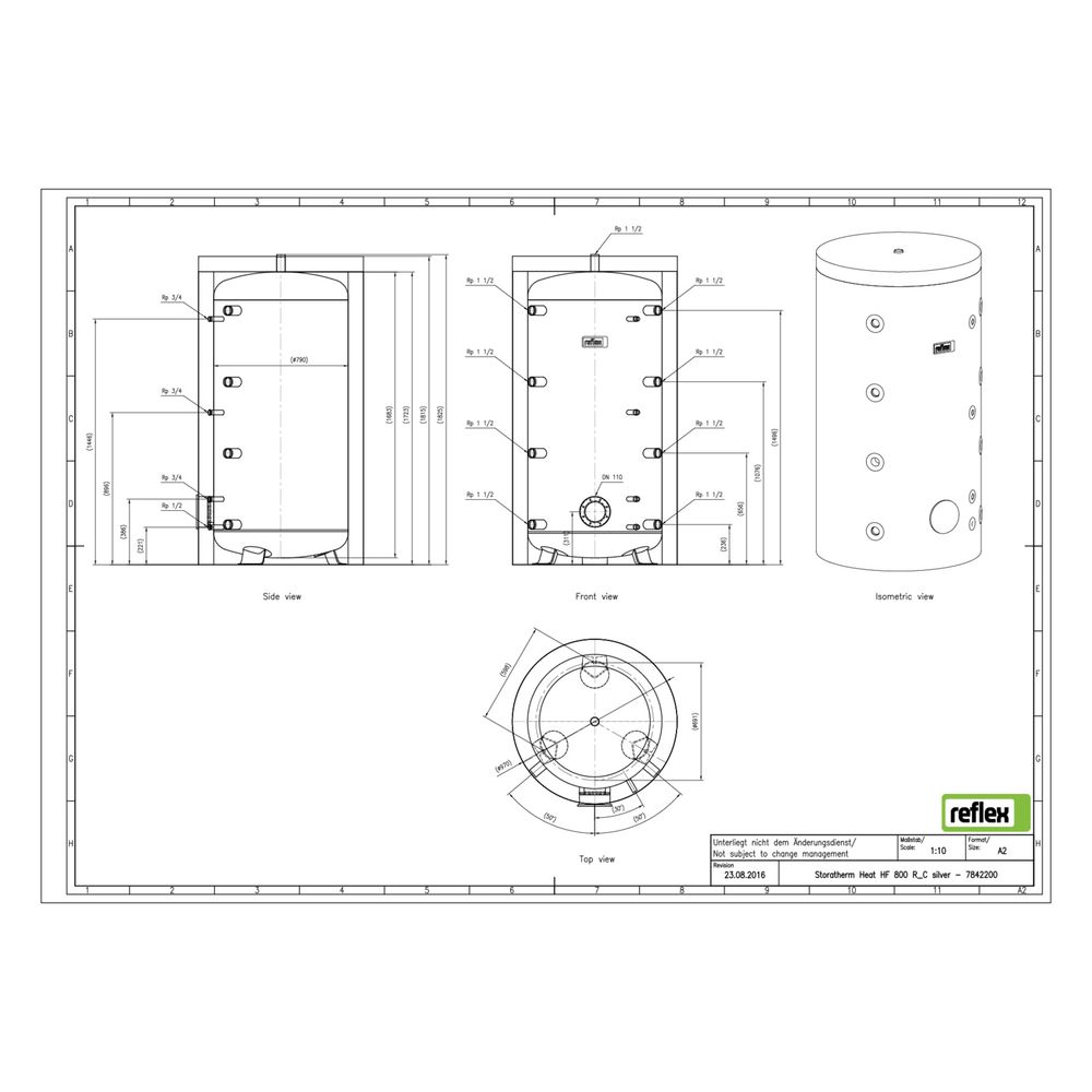 Reflex Storatherm Heat Pufferspeicher HF 800/R_C, Nenninhalt 780l, mit Folienmantel, 10... REFLEX-7842200 4036705138058 (Abb. 2)
