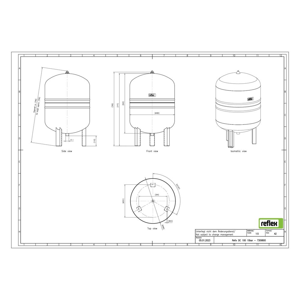 Reflex Refix DC Ausdehnungsgefäß MAG 100, Nennvolumen 100l, 10 bar, Blau... REFLEX-7309800 4036705037269 (Abb. 3)
