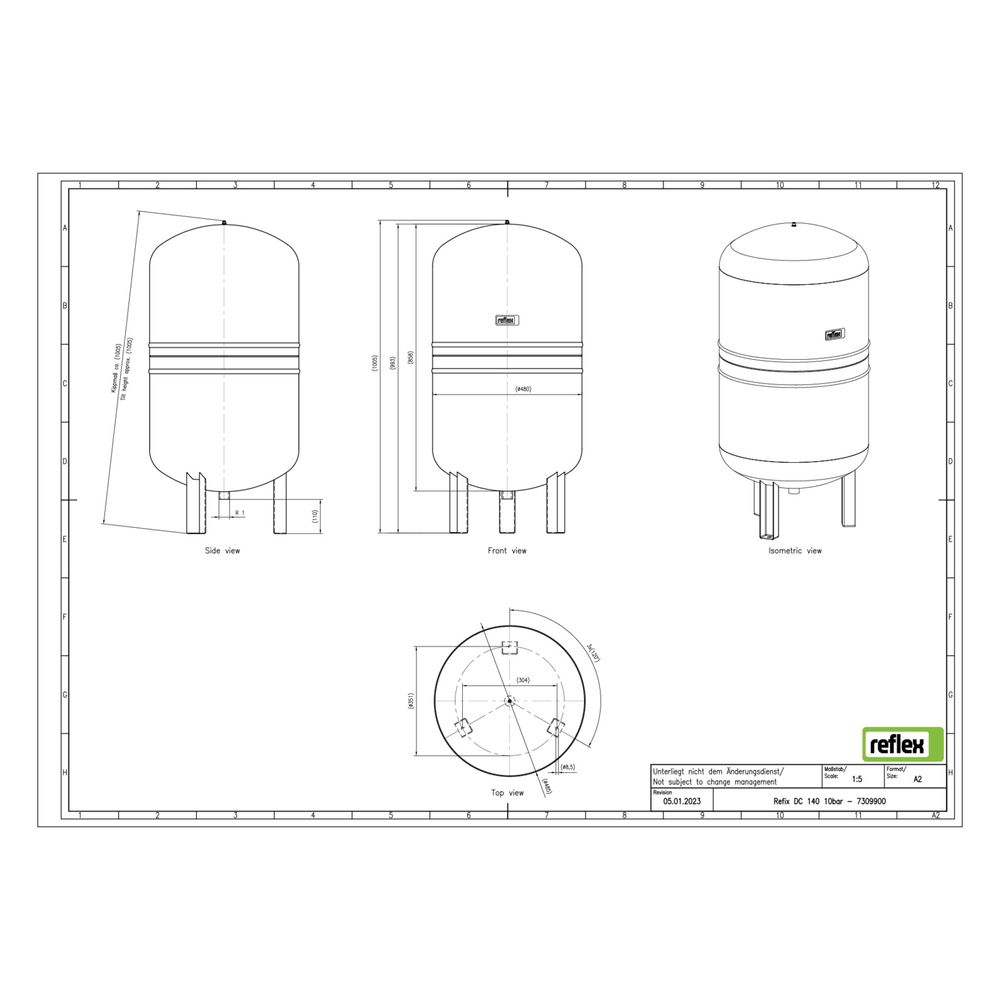 Reflex Refix DC Ausdehnungsgefäß MAG 140, Nennvolumen 140l, 10 bar, Blau... REFLEX-7309900 4036705037276 (Abb. 3)