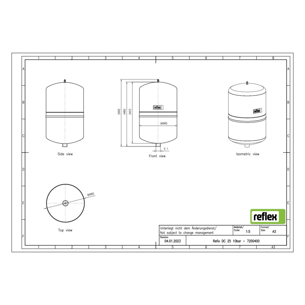 Reflex Refix DC Ausdehnungsgefäß MAG 25, Nennvolumen 25l, 10 bar, Blau... REFLEX-7200400 4036705074110 (Abb. 2)