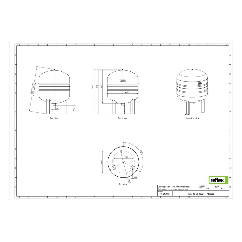 Reflex Refix DC Ausdehnungsgefäß MAG 50, Nennvolumen 50l, 10 bar, Blau... REFLEX-7309600 4036705037245 (Abb. 3)