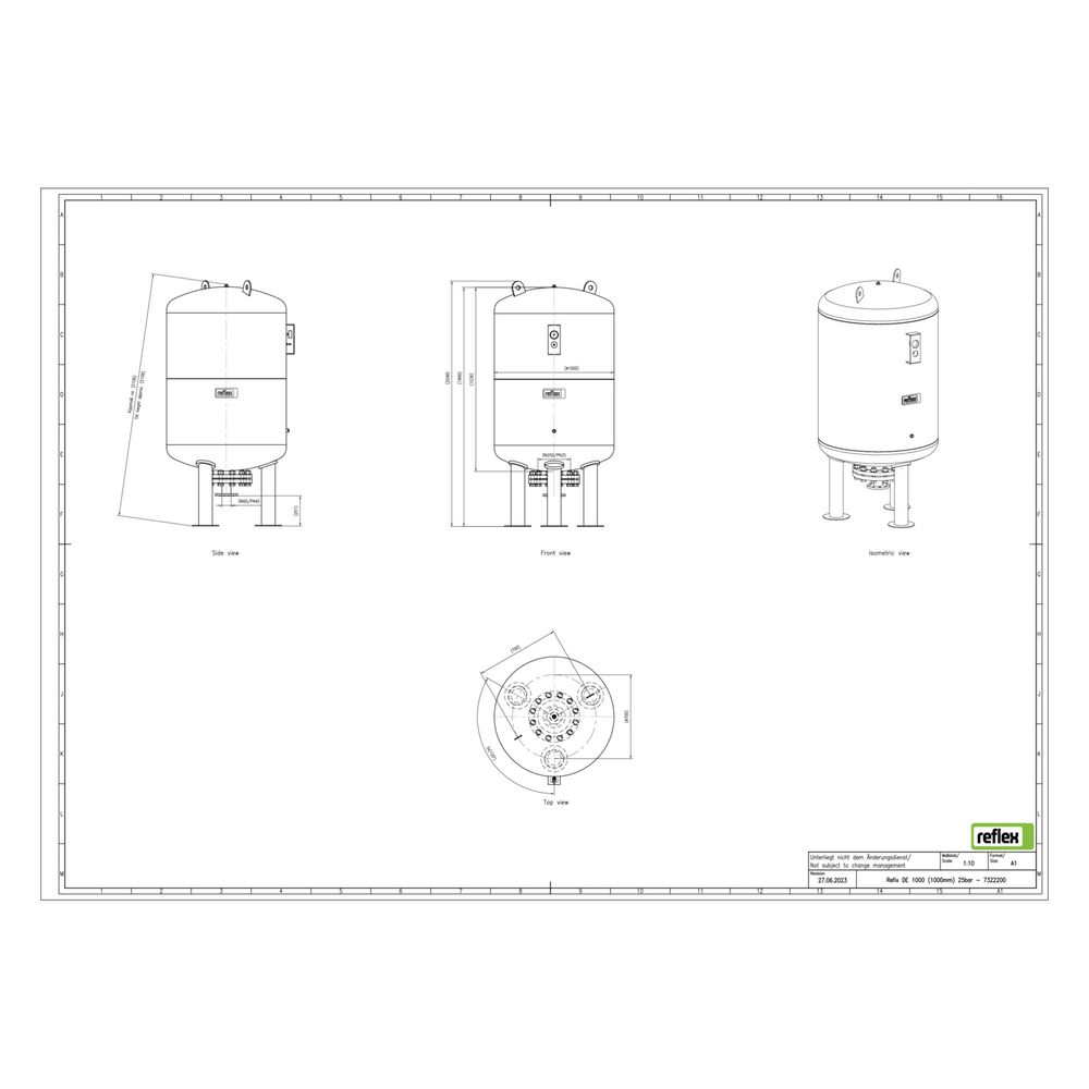 Reflex Refix DE Ausdehnungsgefäß MAG 1000/1000, Nennvolumen 1000l, 25 bar, tauschbare M... REFLEX-7322200 4036705003080 (Abb. 3)