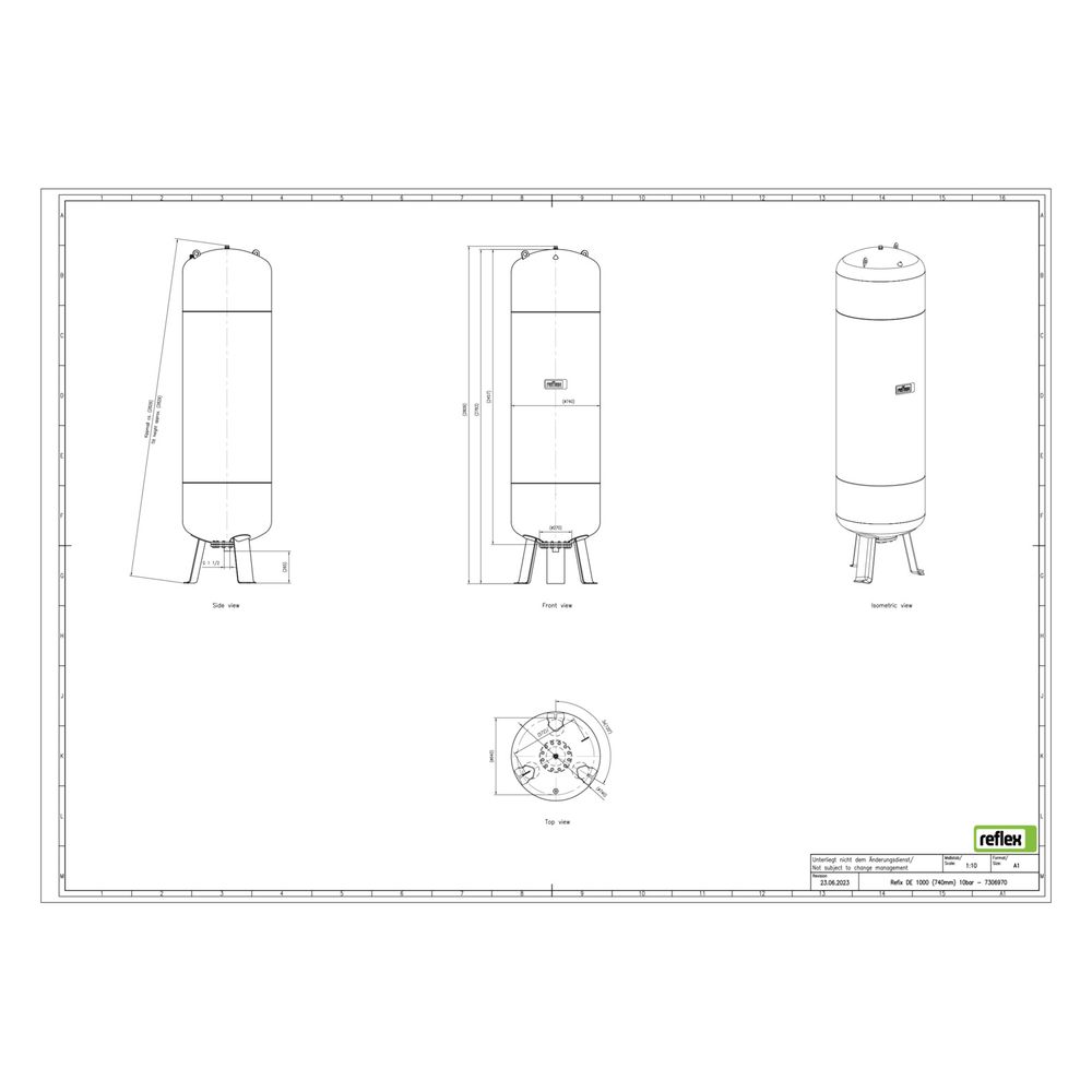 Reflex Refix DE Ausdehnungsgefäß MAG 1000/740, Nennvolumen 1000l, 10 bar, tauschbare Me... REFLEX-7306970 4036705078118 (Abb. 2)
