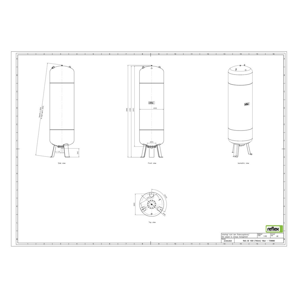 Reflex Refix DE Ausdehnungsgefäß MAG 1000/740, Nennvolumen 1000l, 16 bar, tauschbare Me... REFLEX-7348680 4036705078200 (Abb. 2)