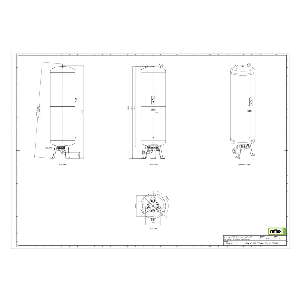 Reflex Refix DE Ausdehnungsgefäß MAG 1000/750, Nennvolumen 1000l, 25 bar, tauschbare Me... REFLEX-7321000 4036705002960 (Abb. 2)