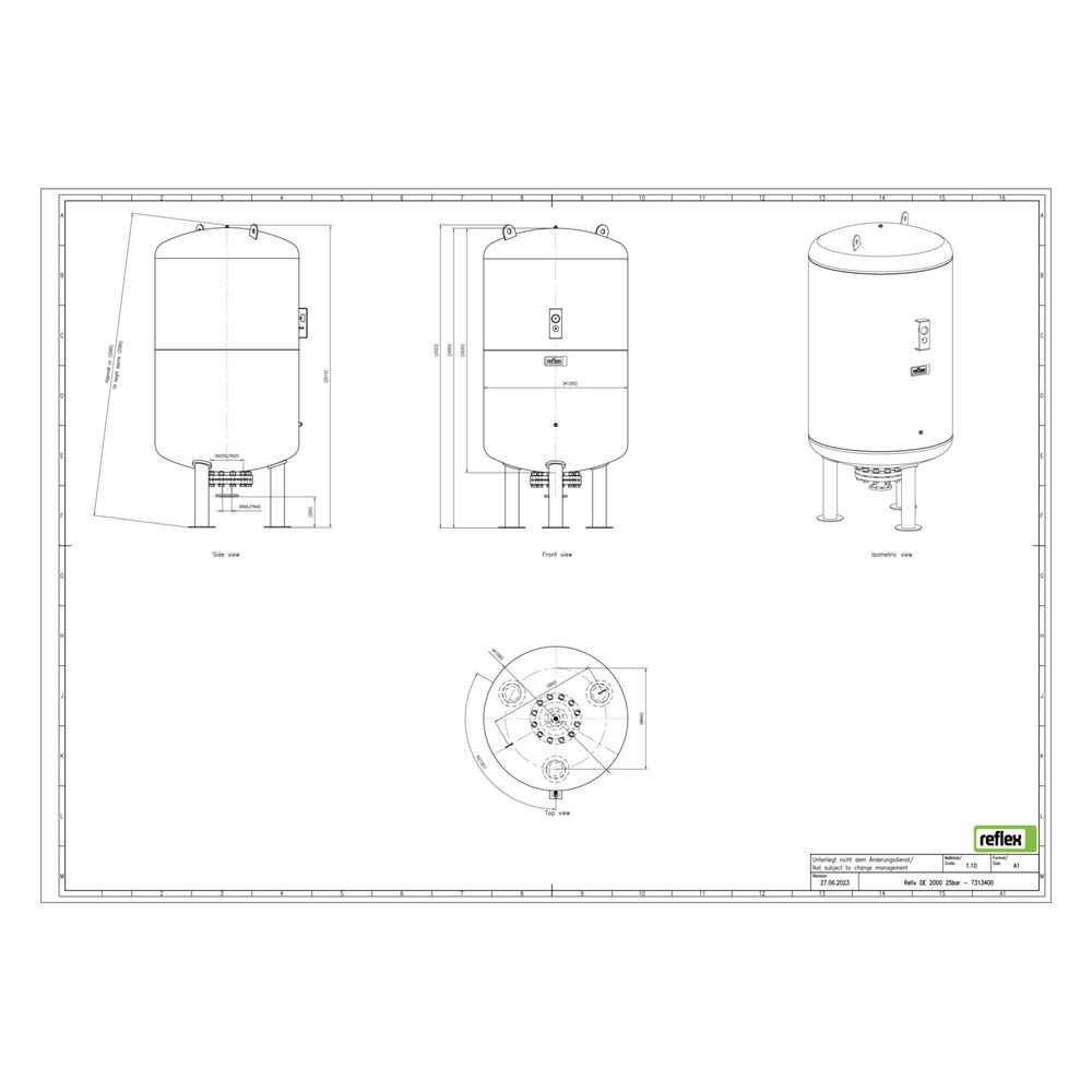 Reflex Refix DE Ausdehnungsgefäß MAG 2000, Nennvolumen 2000l, 25 bar, tauschbare Membra... REFLEX-7313400 4036705001949 (Abb. 3)