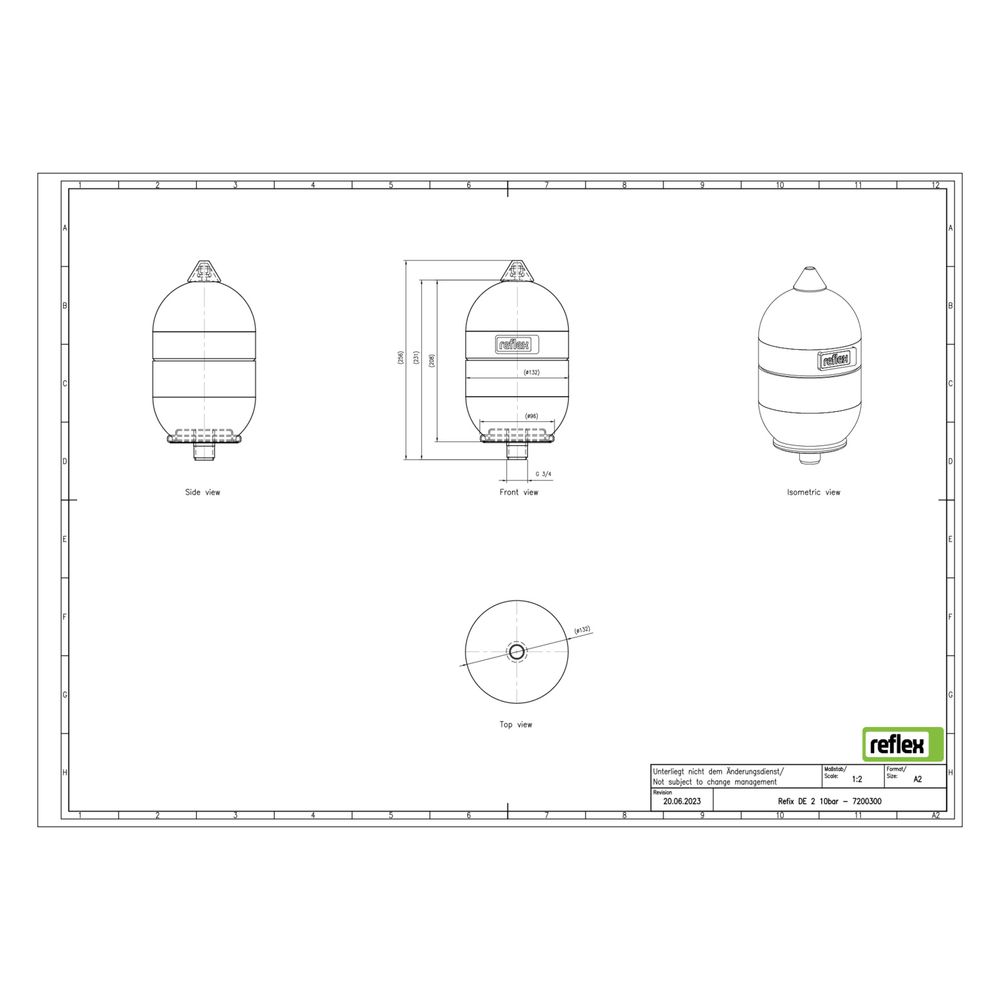 Reflex Refix DE Ausdehnungsgefäß MAG 2, Nennvolumen 2l, 10 bar, Vollmembran, mit Befest... REFLEX-7200300 4036705072475 (Abb. 2)