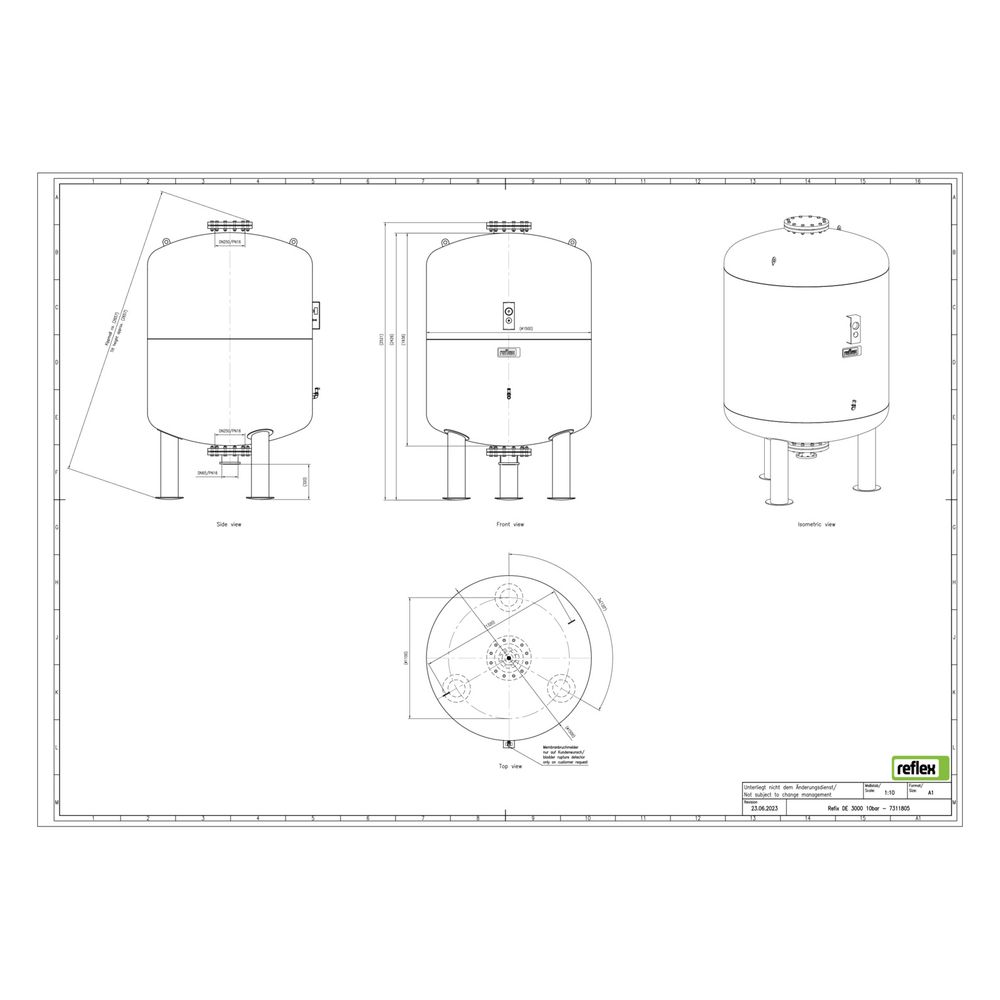 Reflex Refix DE Ausdehnungsgefäß MAG 3000, Nennvolumen 3000l, 10 bar, tauschbare Membra... REFLEX-7311805 4036705066788 (Abb. 3)