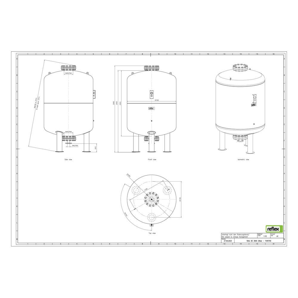 Reflex Refix DE Ausdehnungsgefäß MAG 3000, Nennvolumen 3000l, 25 bar, tauschbare Membra... REFLEX-7345700 4036705059391 (Abb. 3)