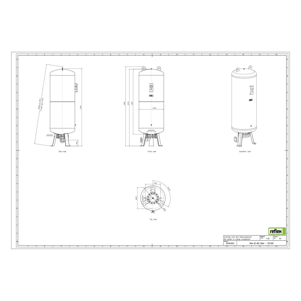 Reflex Refix DE Ausdehnungsgefäß MAG 800, Nennvolumen 800l, 25 bar, tauschbare Membran,... REFLEX-7321200 4036705002984 (Abb. 2)