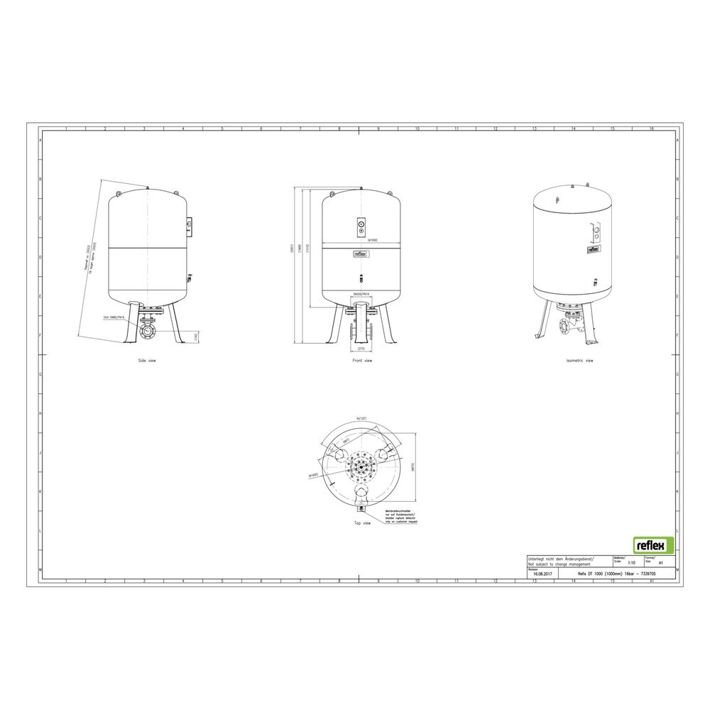 Reflex Refix DT Ausdehnungsgefäß MAG 1000/1000, Nennvolumen 1000l, 16 bar, Duo-Flansch ... REFLEX-7339705 4036705069239 (Abb. 3)