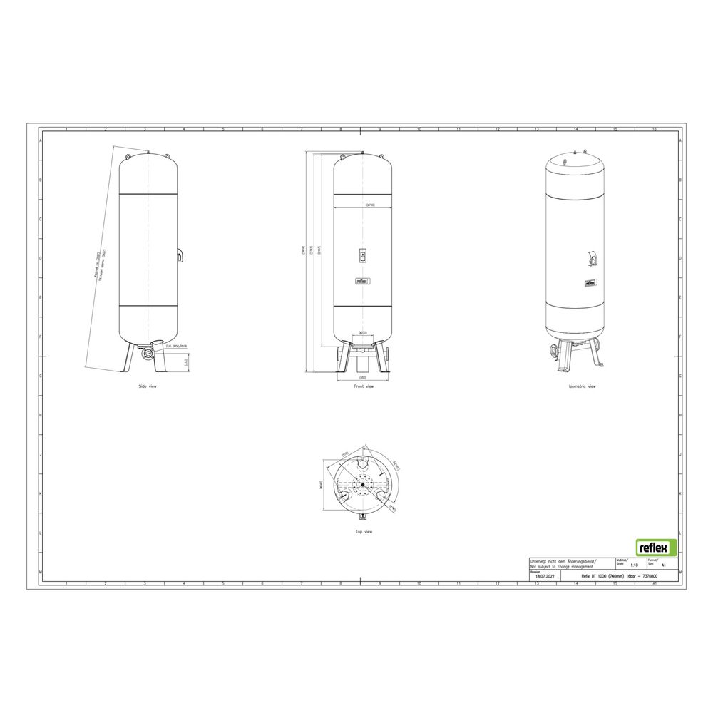 Reflex Refix DT Ausdehnungsgefäß MAG 1000/740, Nennvolumen 1000l, 16 bar, Duo-Flansch D... REFLEX-7370800 4036705078330 (Abb. 2)