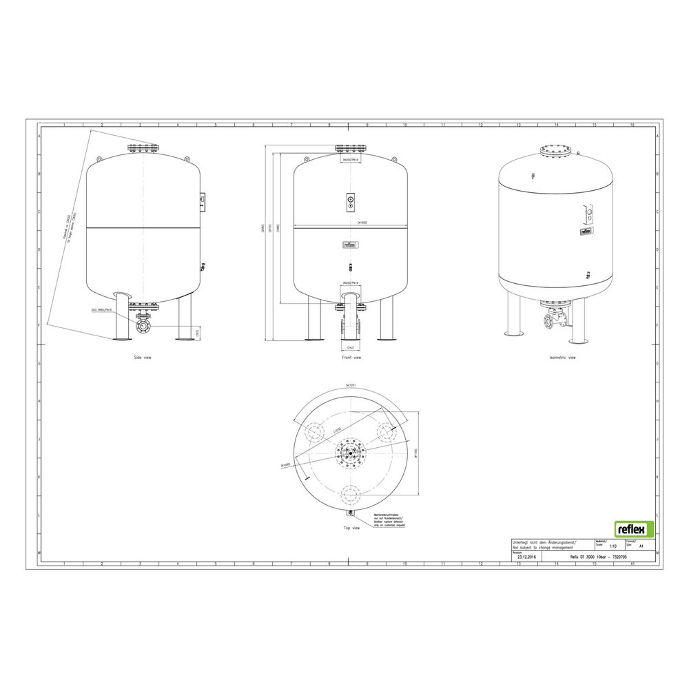 Reflex Refix DT Ausdehnungsgefäß MAG 3000, Nennvolumen 3000l, 10 bar, Duo-Flansch DN 65... REFLEX-7320705 4036705065842 (Abb. 3)