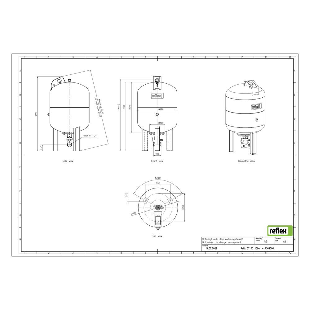 Reflex Refix DT Ausdehnungsgefäß MAG 60, Nennvolumen 60l, 10 bar, Flowjet G 1 1/4"... REFLEX-7309000 4036705001475 (Abb. 3)
