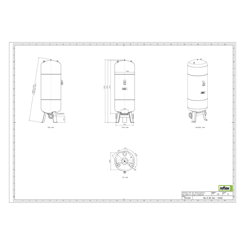 Reflex Refix DT Ausdehnungsgefäß MAG 800, Nennvolumen 800l, 10 bar, Duo-Flansch DN 80... REFLEX-7337006 4036705079559 (Abb. 2)