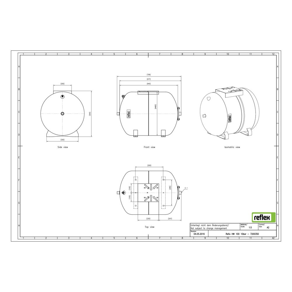 Reflex Refix HW Ausdehnungsgefäß MAG 100, Nennvolumen 100l, 10 bar, mit Flanschplatte, ... REFLEX-7200350 4036705102318 (Abb. 2)