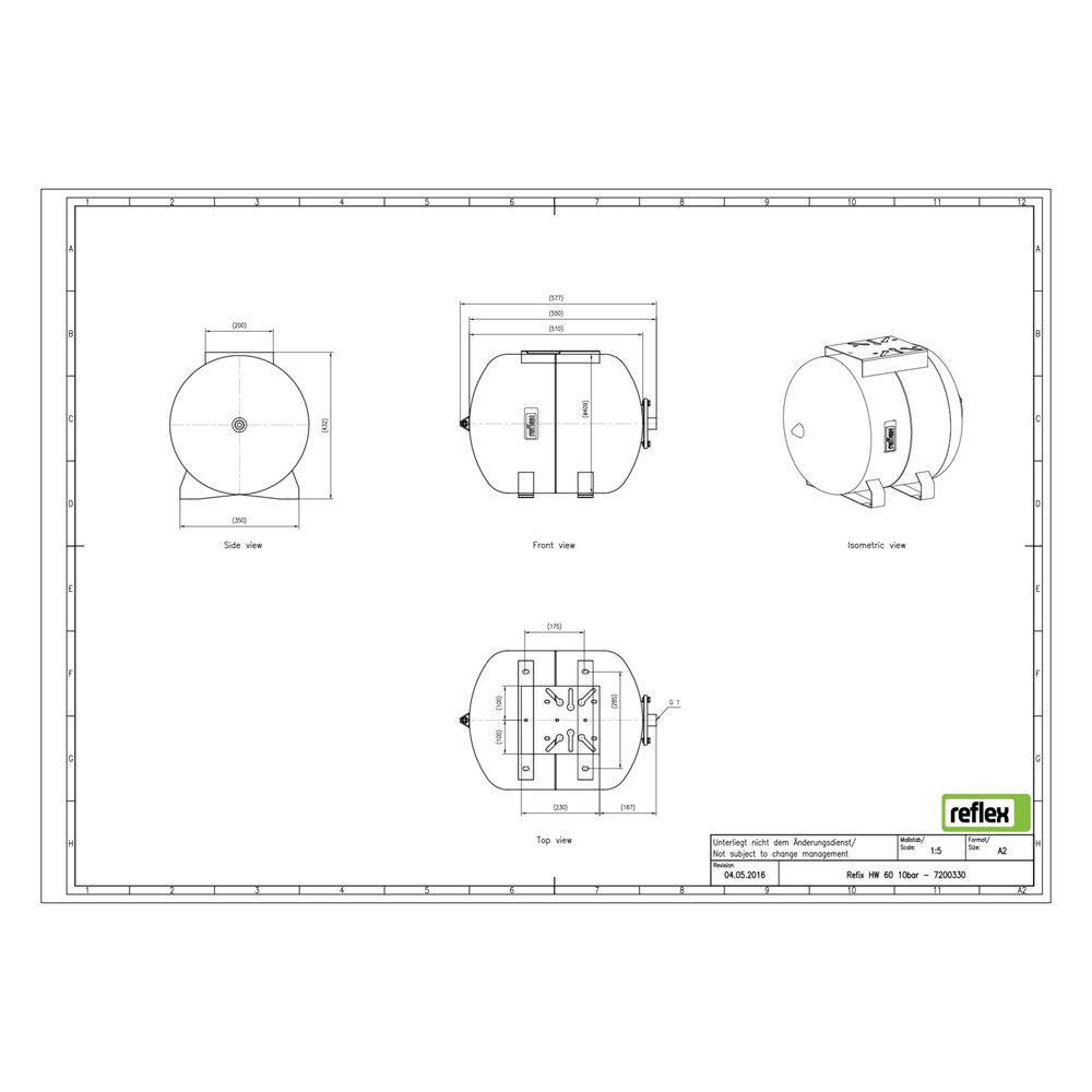 Reflex Refix HW Ausdehnungsgefäß MAG 60, Nennvolumen 60l, 10 bar, mit Flanschplatte, ta... REFLEX-7200330 4036705102295 (Abb. 2)