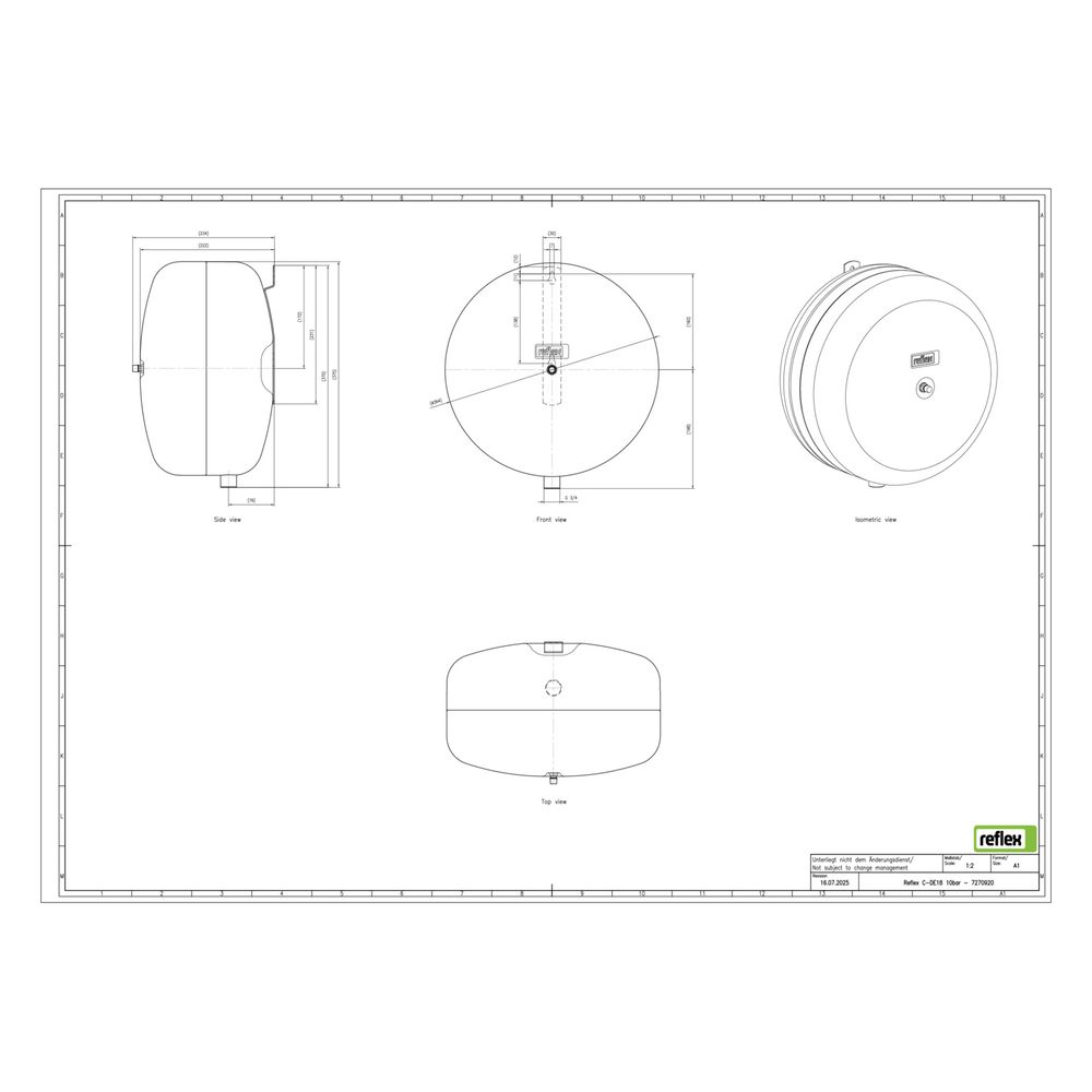 Reflex Refix C-DE Ausdehnungsgefäß MAG 18, Nennvolumen 18l, 10 bar, Diskusform, Edelsta... REFLEX-7270920 4036705122040 (Abb. 2)