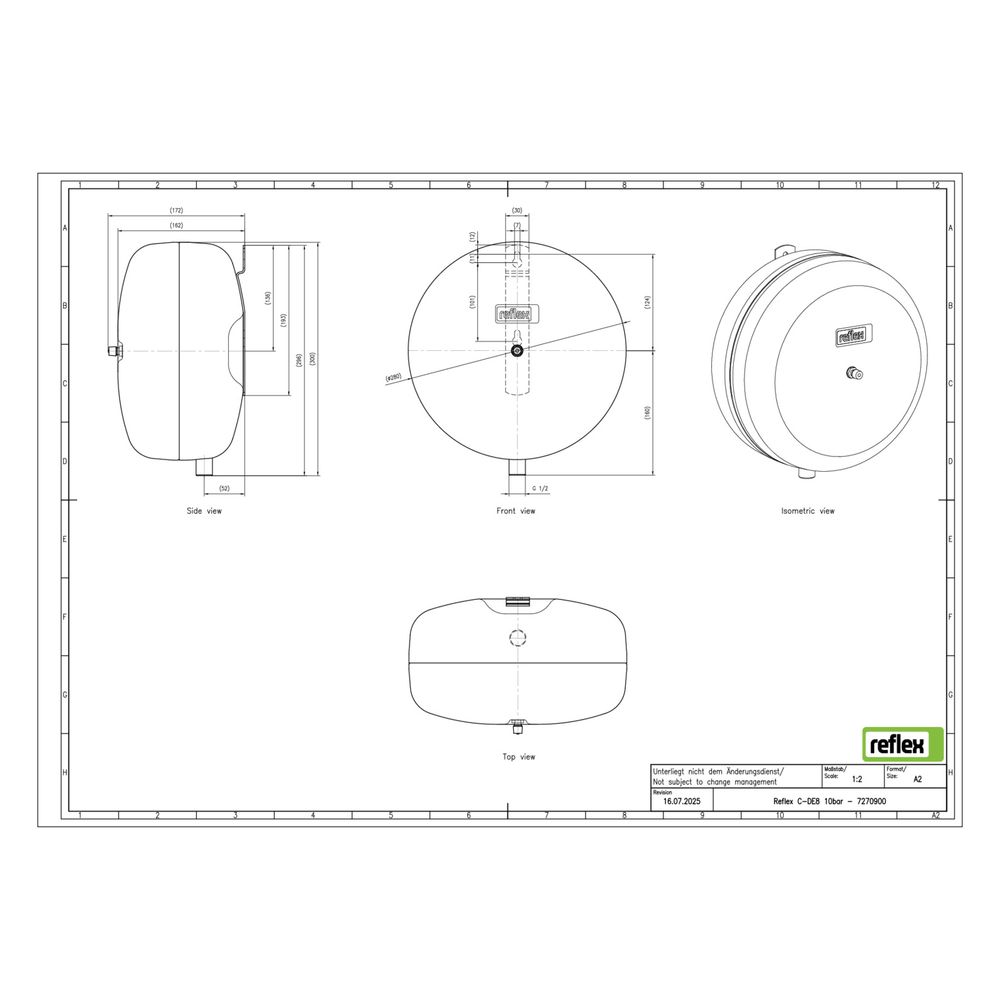 Reflex Refix C-DE Ausdehnungsgefäß MAG 8, Nennvolumen 8l, 10 bar, Diskusform, Edelstahl... REFLEX-7270900 4036705122026 (Abb. 2)