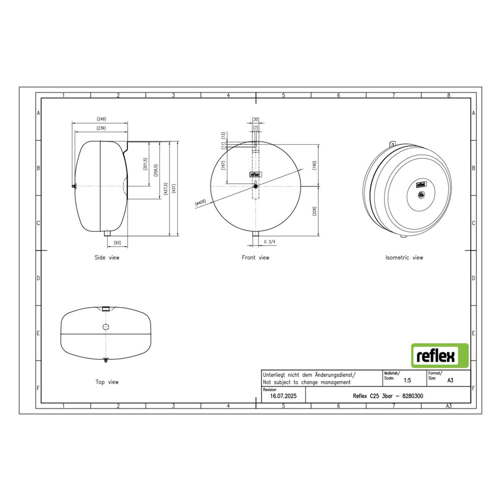 Reflex Ausdehnungsgefäß C MAG 25, 25L, 3 bar, Diskusform, Grau... REFLEX-8280300 4036705110283 (Abb. 2)