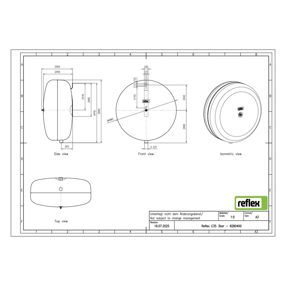 Reflex Ausdehnungsgefäß C MAG 35, 35L, 3 bar, Diskusform, Grau... REFLEX-8280400 4036705110290 (Abb. 2)