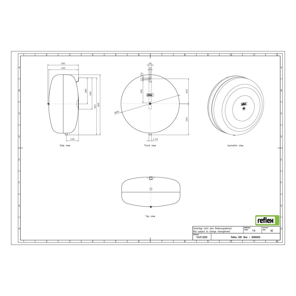 Reflex Ausdehnungsgefäß C MAG 80, 80L, 3 bar, Diskusform, Grau... REFLEX-8280600 4036705110313 (Abb. 2)