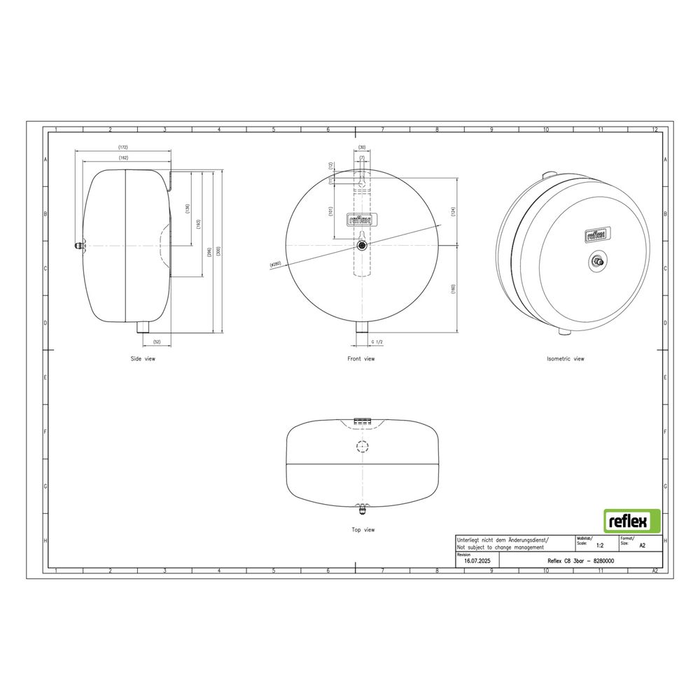 Reflex Ausdehnungsgefäß C MAG 8, 8L, 3 bar, Diskusform, Grau... REFLEX-8280000 4036705110245 (Abb. 2)