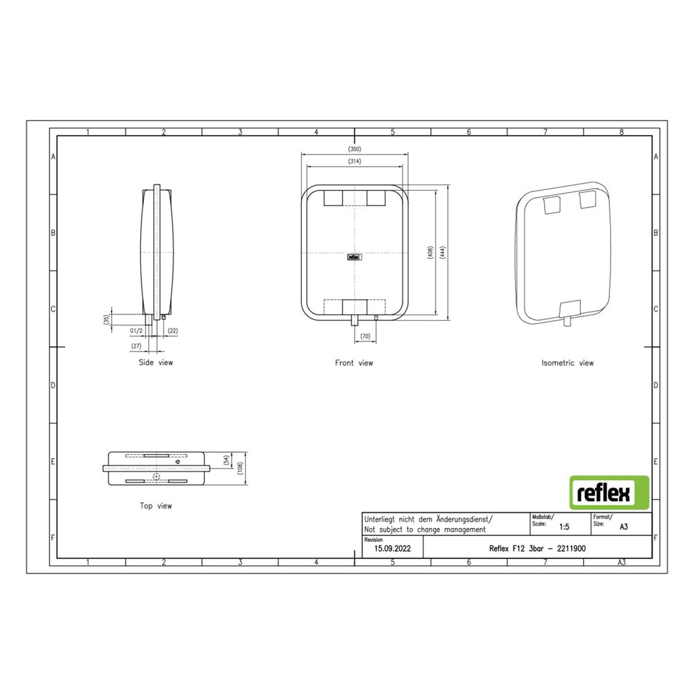 Reflex Ausdehnungsgefäß MAG F 12, 12l, 3 bar, Weiß... REFLEX-2211900 4036705030390 (Abb. 2)