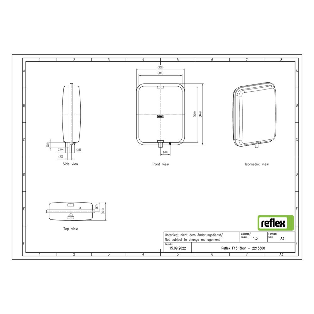 Reflex Ausdehnungsgefäß MAG F 15, 15l, 3 bar, Weiß... REFLEX-2215500 4036705030406 (Abb. 2)