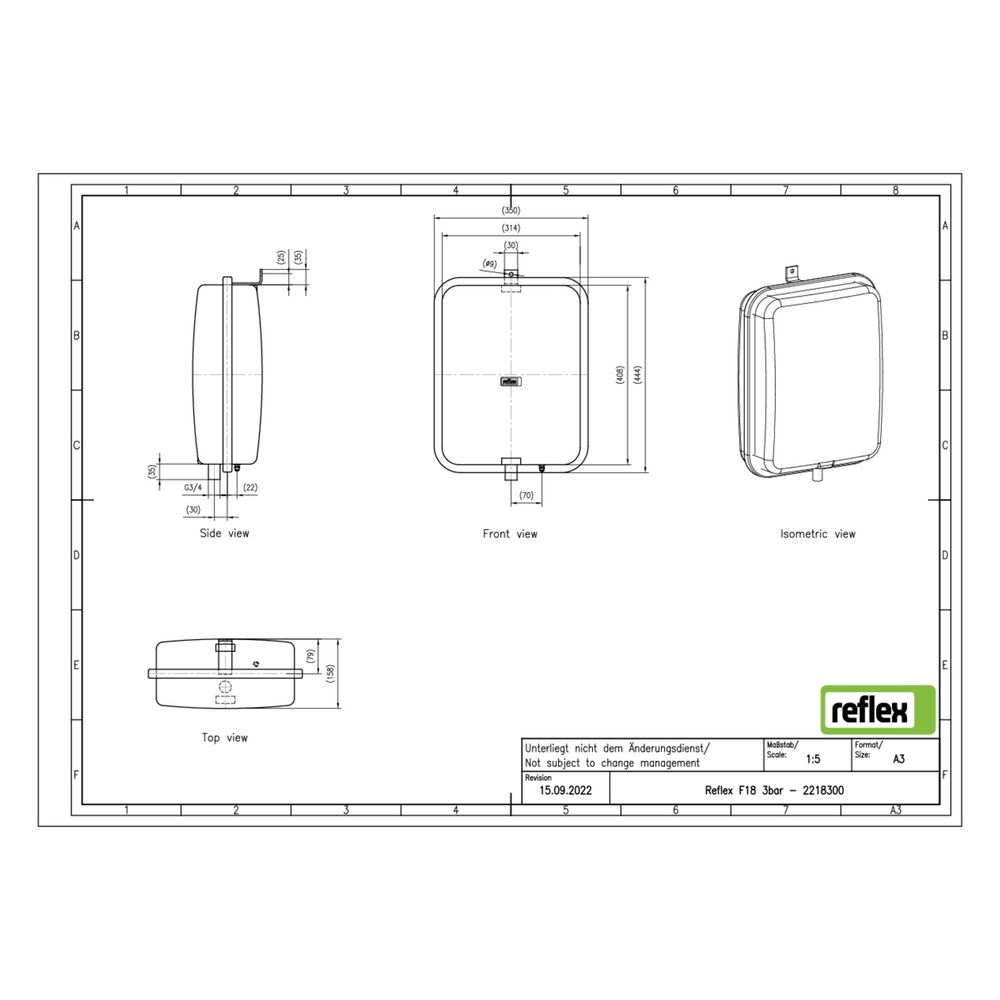 Reflex Ausdehnungsgefäß MAG F 18, 18l, 3 bar, Weiß... REFLEX-2218300 4036705030352 (Abb. 2)