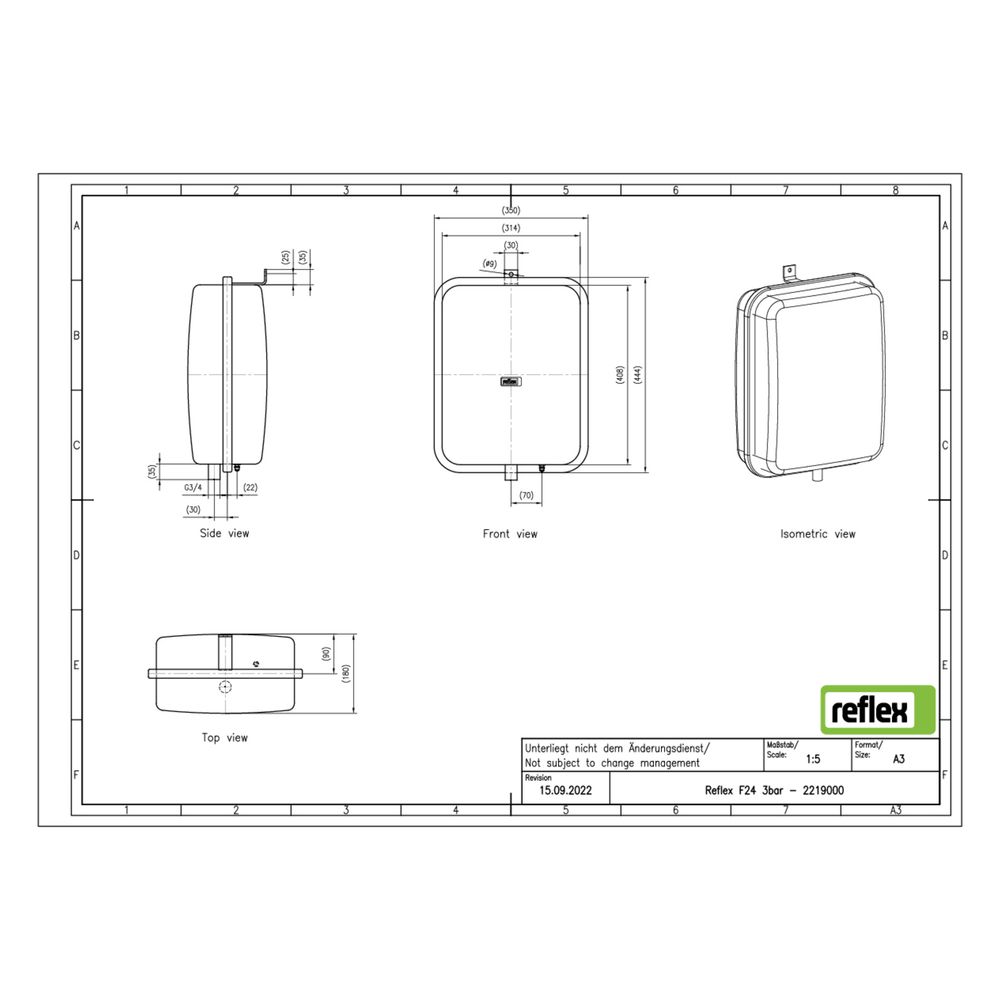 Reflex Ausdehnungsgefäß MAG F 24, 24l, 3 bar, Weiß... REFLEX-2219000 4036705030369 (Abb. 2)