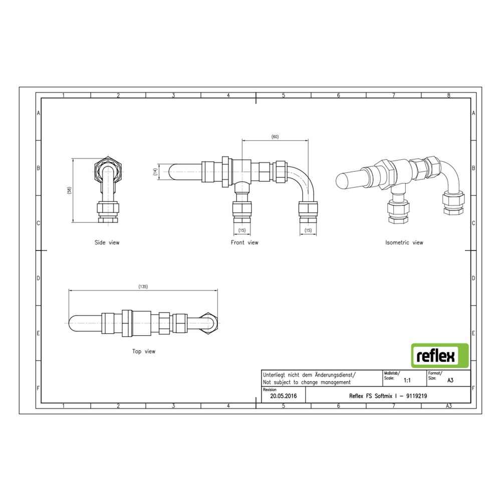 Reflex Fillsoft Verschneidearmatur Softmix, für Patronengehäuse FG I und FG II... REFLEX-9119219 4036705083983 (Abb. 2)