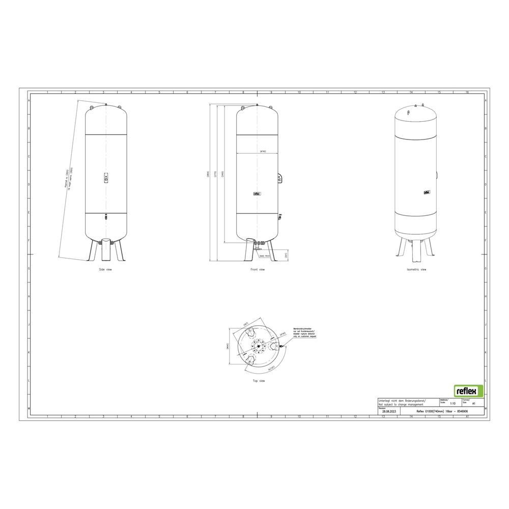 Reflex Ausdehnungsgefäß G MAG 1000/740, 1000L, 16 bar, stehend, Grau... REFLEX-8546906 4036705111556 (Abb. 2)