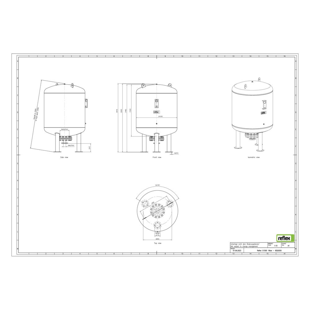 Reflex Ausdehnungsgefäß G MAG 1500, 1500L, 16 bar, stehend, Grau... REFLEX-8526305 4036705110788 (Abb. 3)