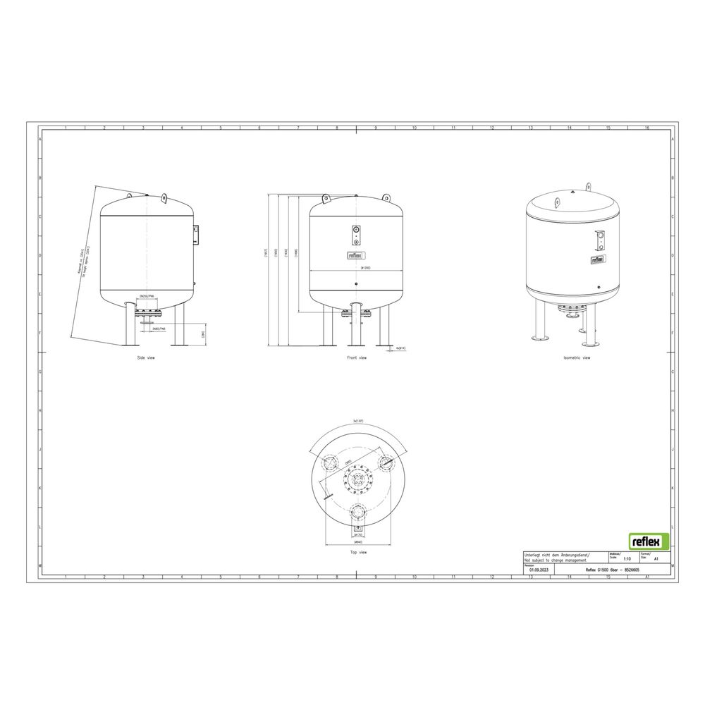 Reflex Ausdehnungsgefäß G MAG 1500, 1500L, 6 bar, stehend, Grau... REFLEX-8526605 4036705110795 (Abb. 3)