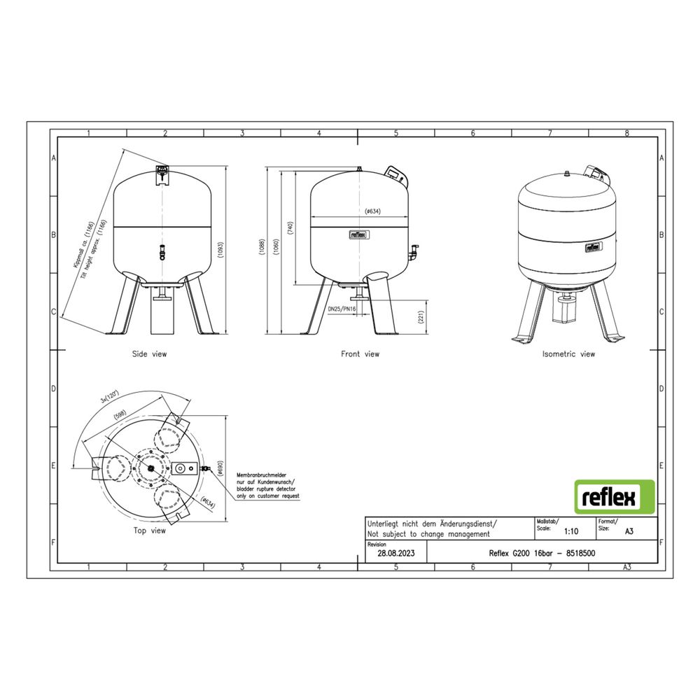 Reflex Ausdehnungsgefäß G MAG 200, 200L, 16 bar, stehend, Grau... REFLEX-8518500 4036705111099 (Abb. 2)