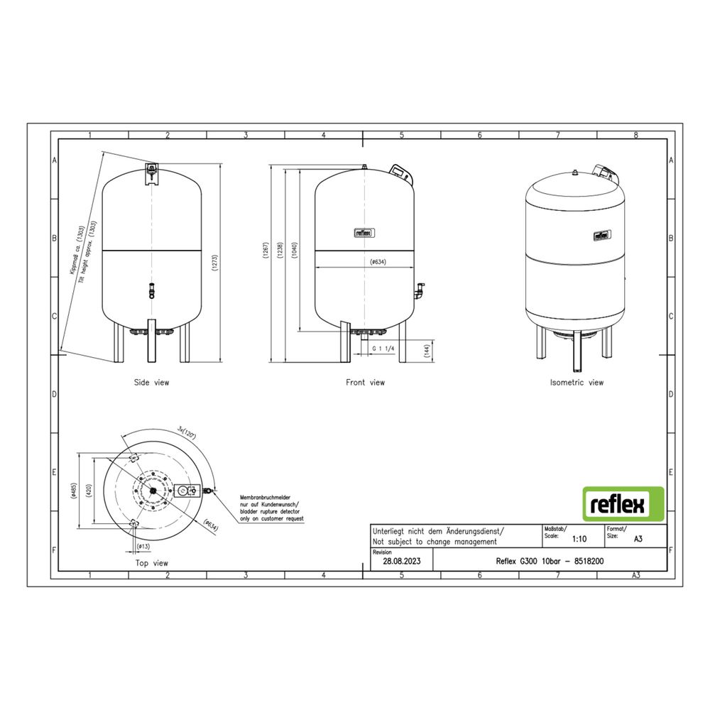 Reflex Ausdehnungsgefäß G MAG 300, 300L, 10 bar, stehend, Grau... REFLEX-8518200 4036705111051 (Abb. 2)