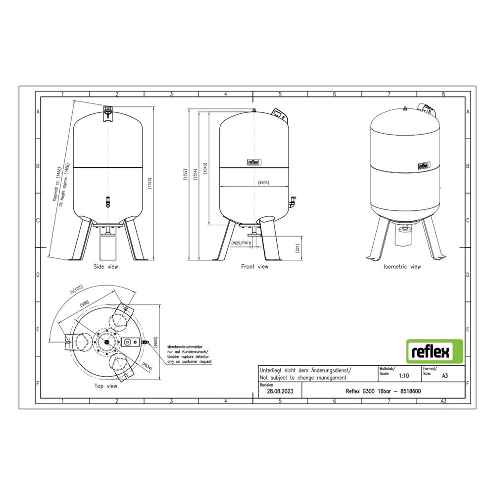 Reflex Ausdehnungsgefäß G MAG 300, 300L, 16 bar, stehend, Grau... REFLEX-8518600 4036705111105 (Abb. 2)