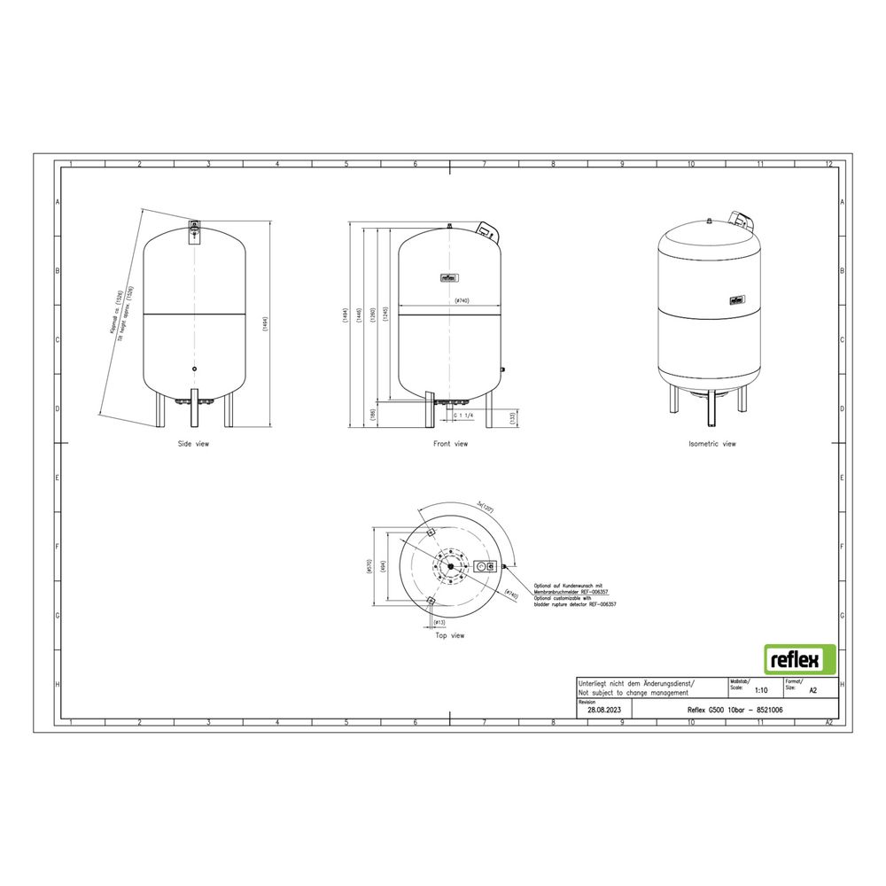 Reflex Ausdehnungsgefäß G MAG 500, 500L, 10 bar, stehend, Grau... REFLEX-8521006 4036705111174 (Abb. 2)